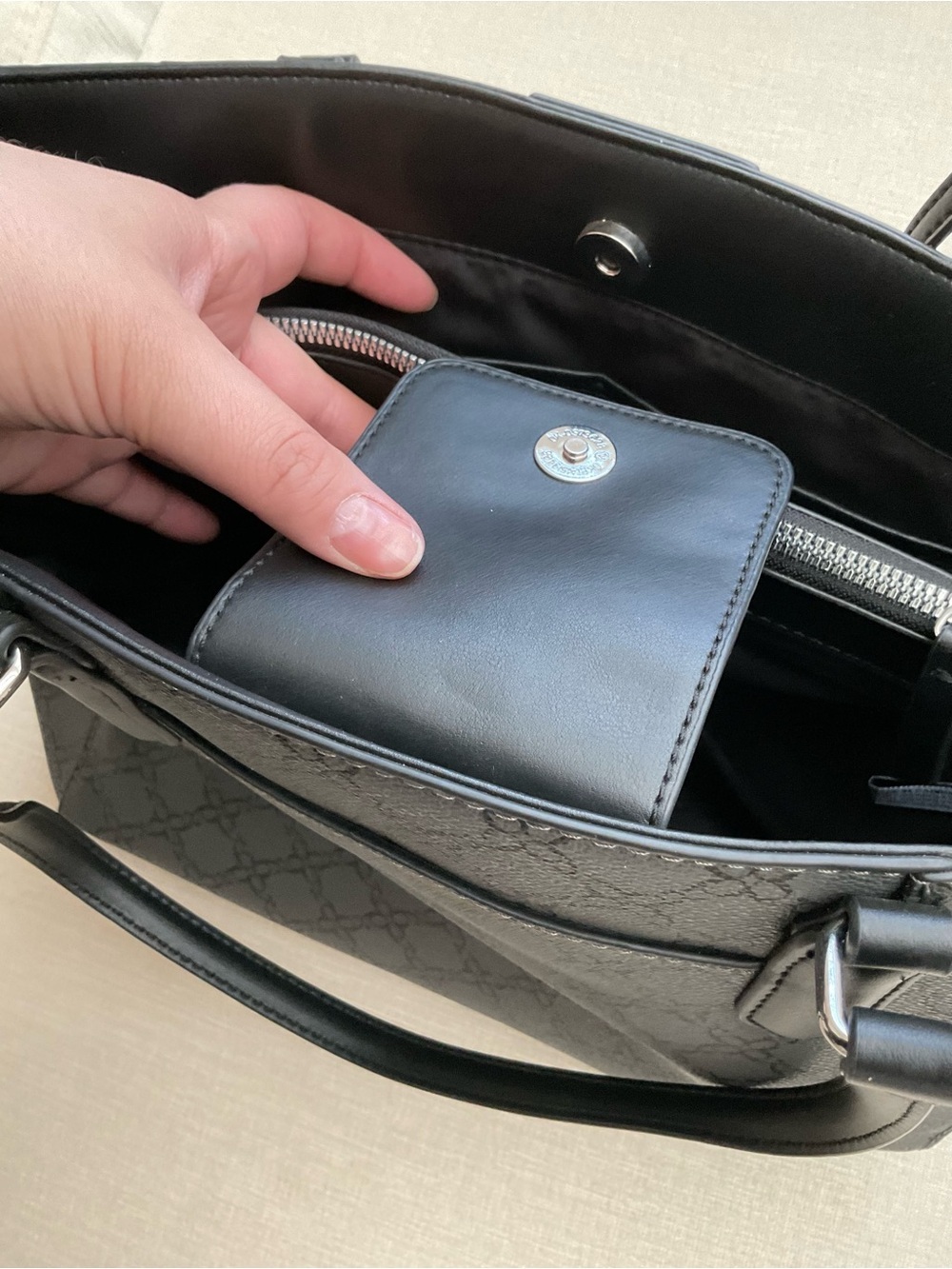 Nine West Black Tote Bag - Everyday Structured Handbag - Picture 8 of 8